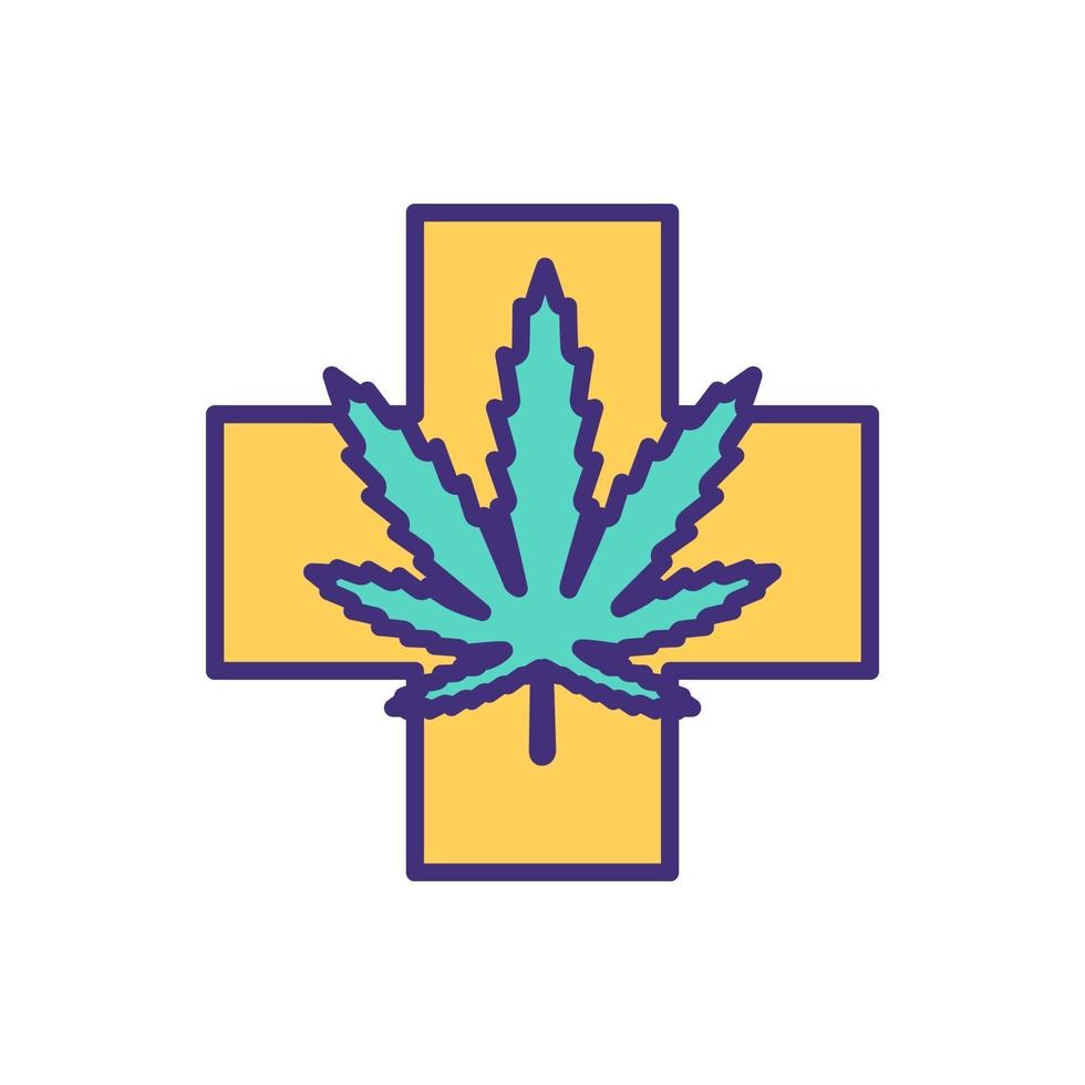 icône de couleur rgb de marijuana médicale vecteur