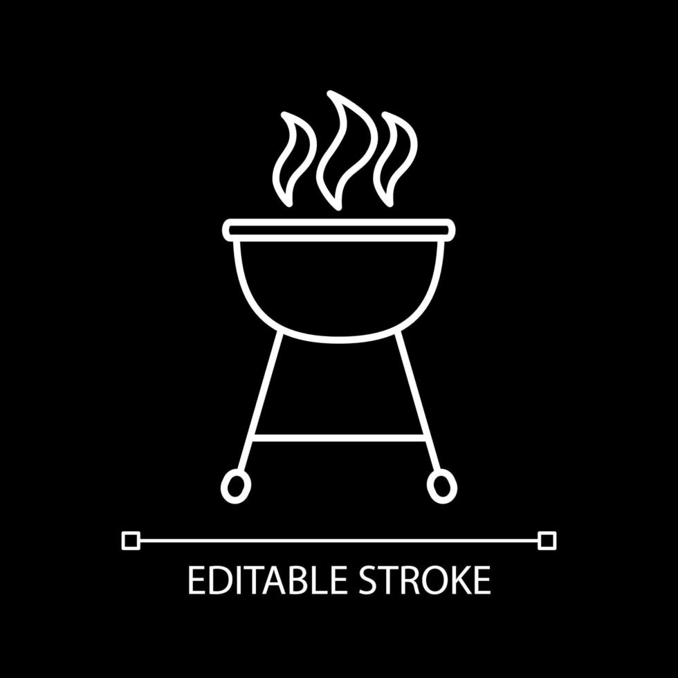 icône linéaire blanche barbecue pour thème sombre vecteur