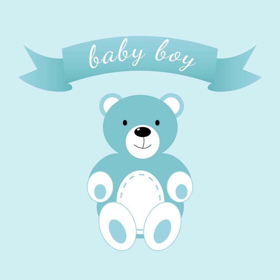 bébé douche bannière avec bleu ours et texte bébé garçon sur bleu Contexte. il s une garçon. vecteur