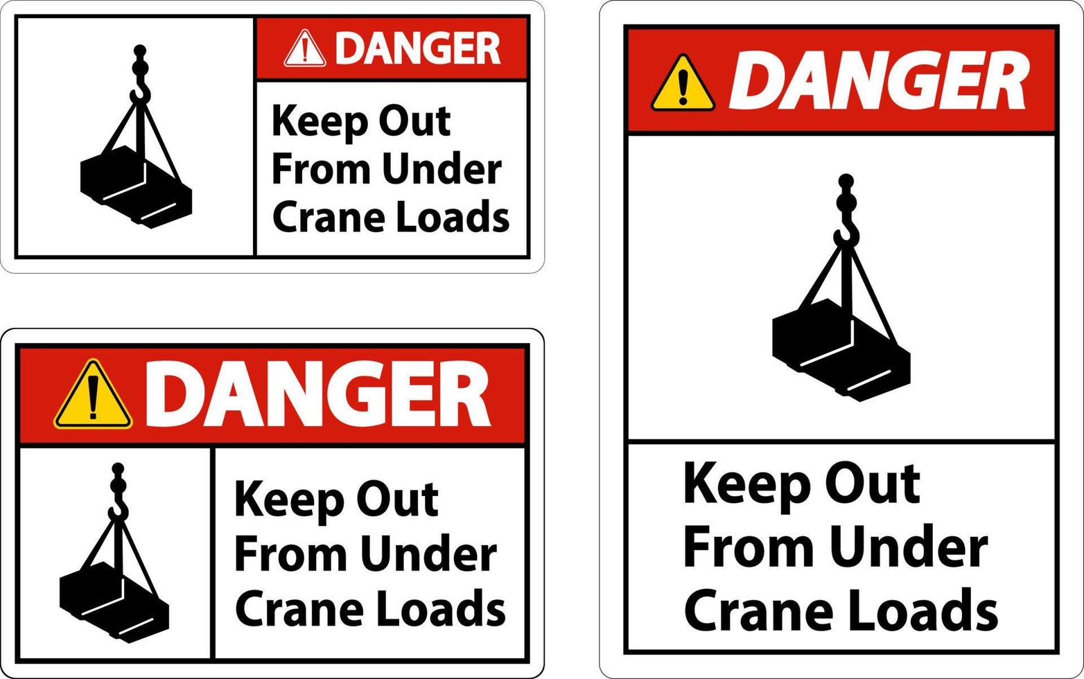 danger garder en dehors de en dessous de grue charges signe vecteur