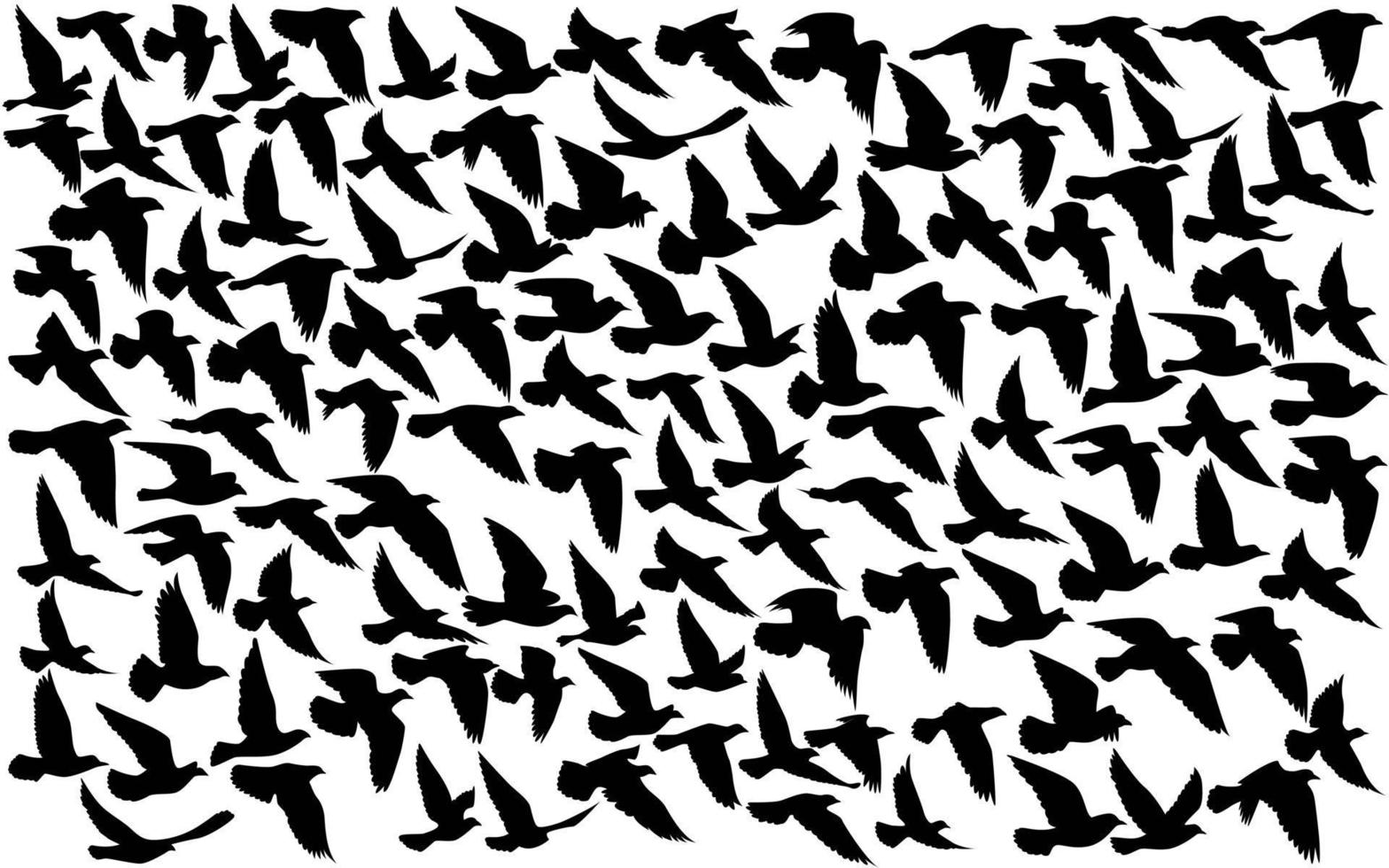 silhouettes d'oiseaux volants sur fond isolé. illustration vectorielle. oiseau isolé qui vole. conception de fond de tatouage et de papier peint. ciel et nuage avec oiseau mouche. palette de nuances de couleurs. vecteur