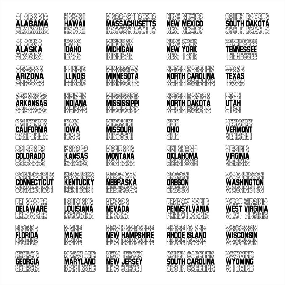 empilés conception Etats-Unis Etat des noms vecteur