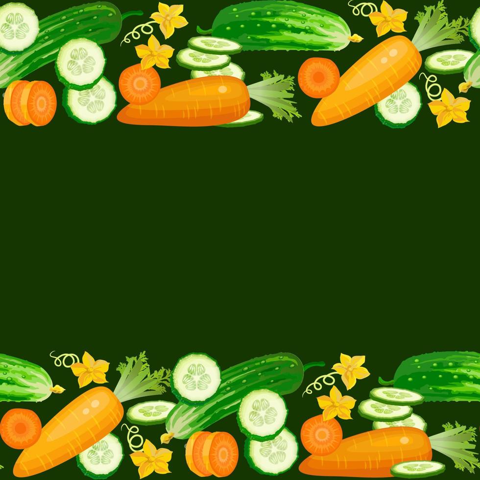 concombre et carotte sans couture modèle avec tranches. Frais des légumes. vecteur. vecteur