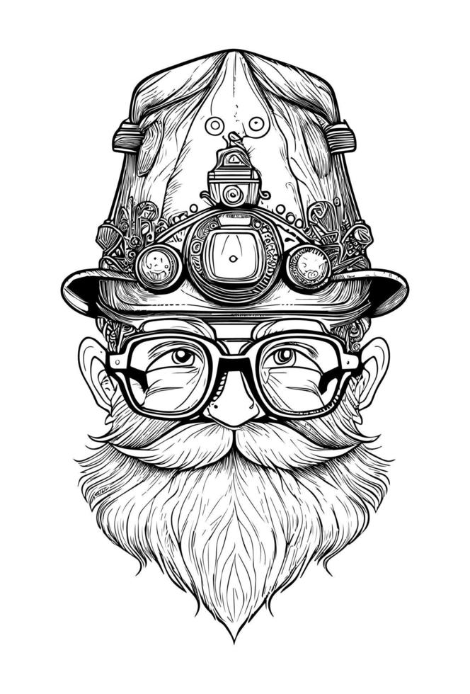 mignonne gnomes portant lunettes de soleil et chapeau main tiré illustration vecteur