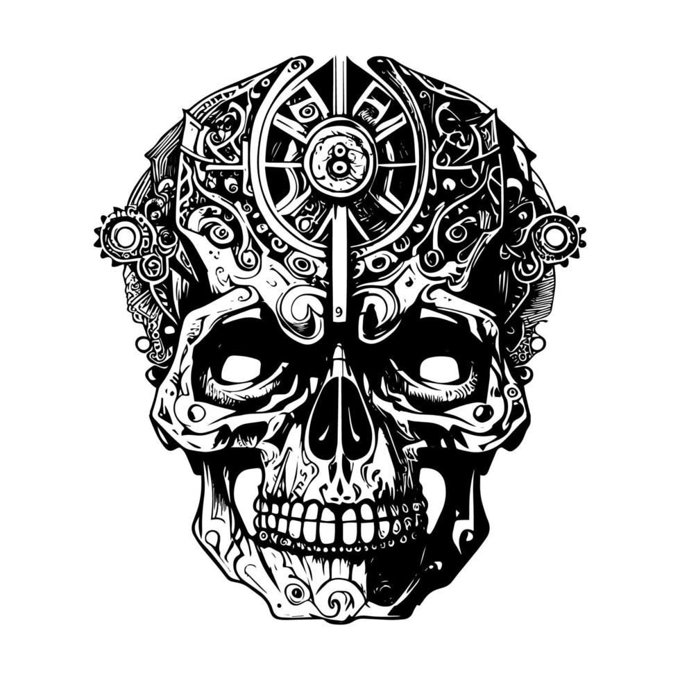 steampunk crâne logo combine le nervosité de une classique crâne conception avec le complexe détails de steampunk mode. le résultat est frappant et captivant image cette incarne le Créatif et rebelle vecteur