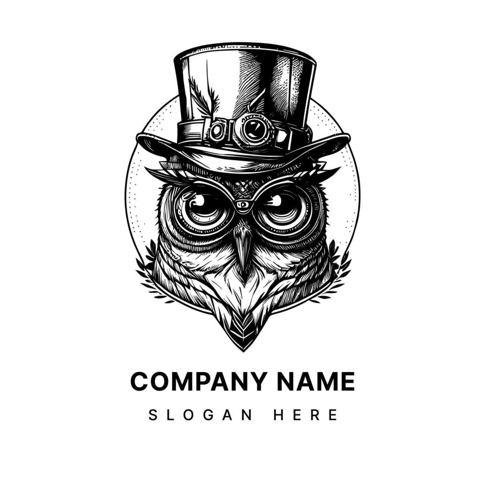 sage hibou portant chapeau logo est une charmant et distinctif choix pour entreprises ou les organisations à la recherche à ajouter personnalité à leur marque identité vecteur