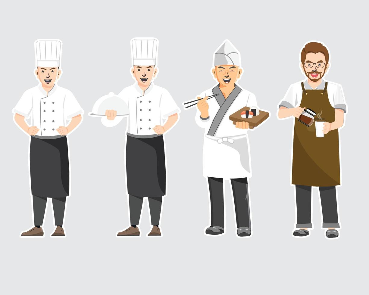 professionnel chef personnages, restaurant Personnel vecteur illustration dessin animé personnage.