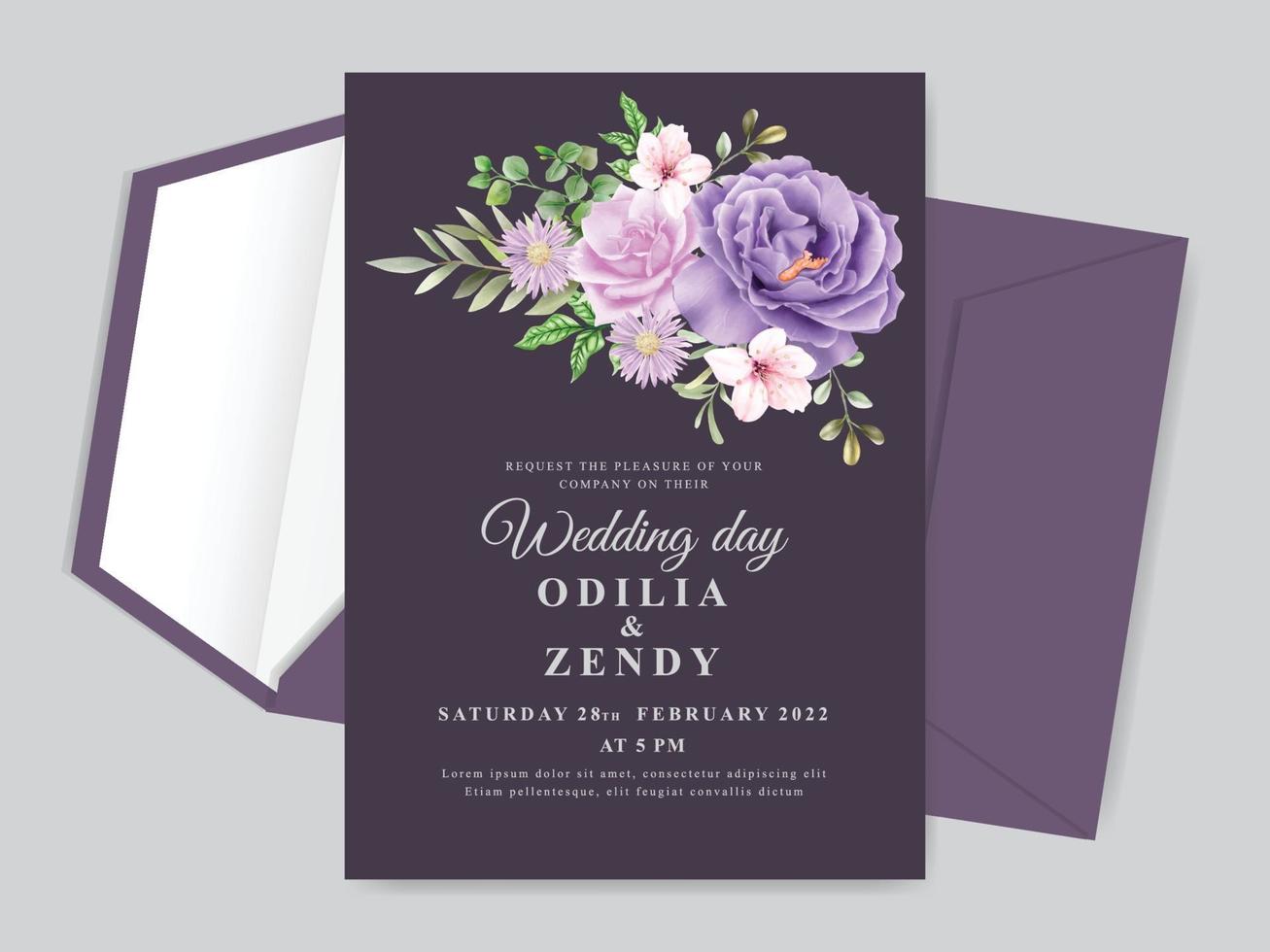 modèle de carte d & # 39; invitation de mariage vecteur