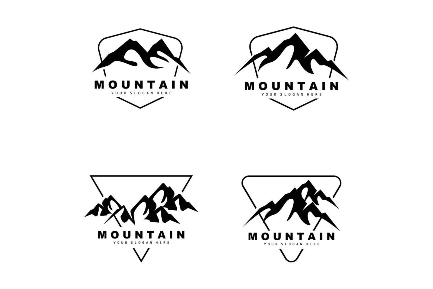 création de logo de montagne, lieu de vecteur pour randonneur amoureux de la nature