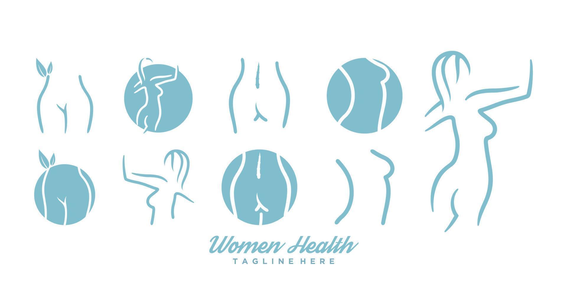 ensemble femme santé logo conception inspiration et femme svelte corps unique concept prime vecteur