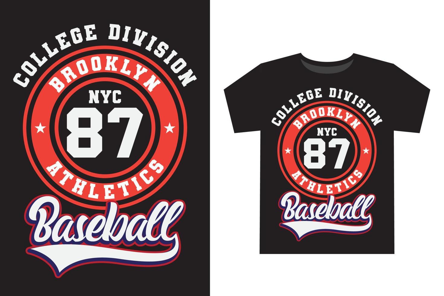 Université division Brooklyn quatre-vingts Sept athlétisme base-ball université typographie t chemise conception vecteur