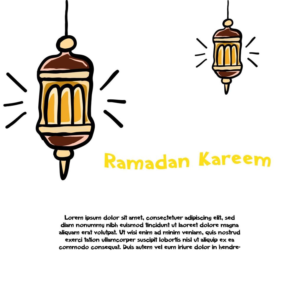 Ramadan kareem main dessin lanterne vecteur