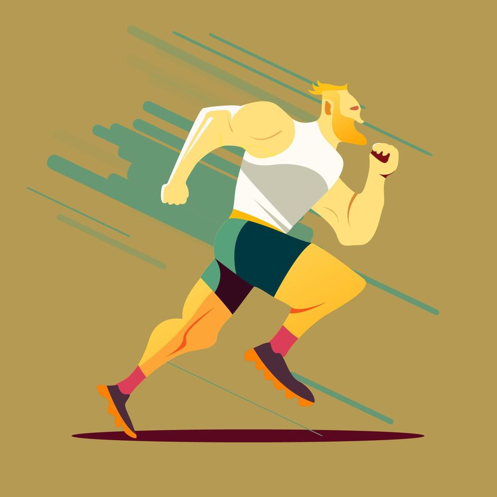 athlète homme courir plat illustration vecteur