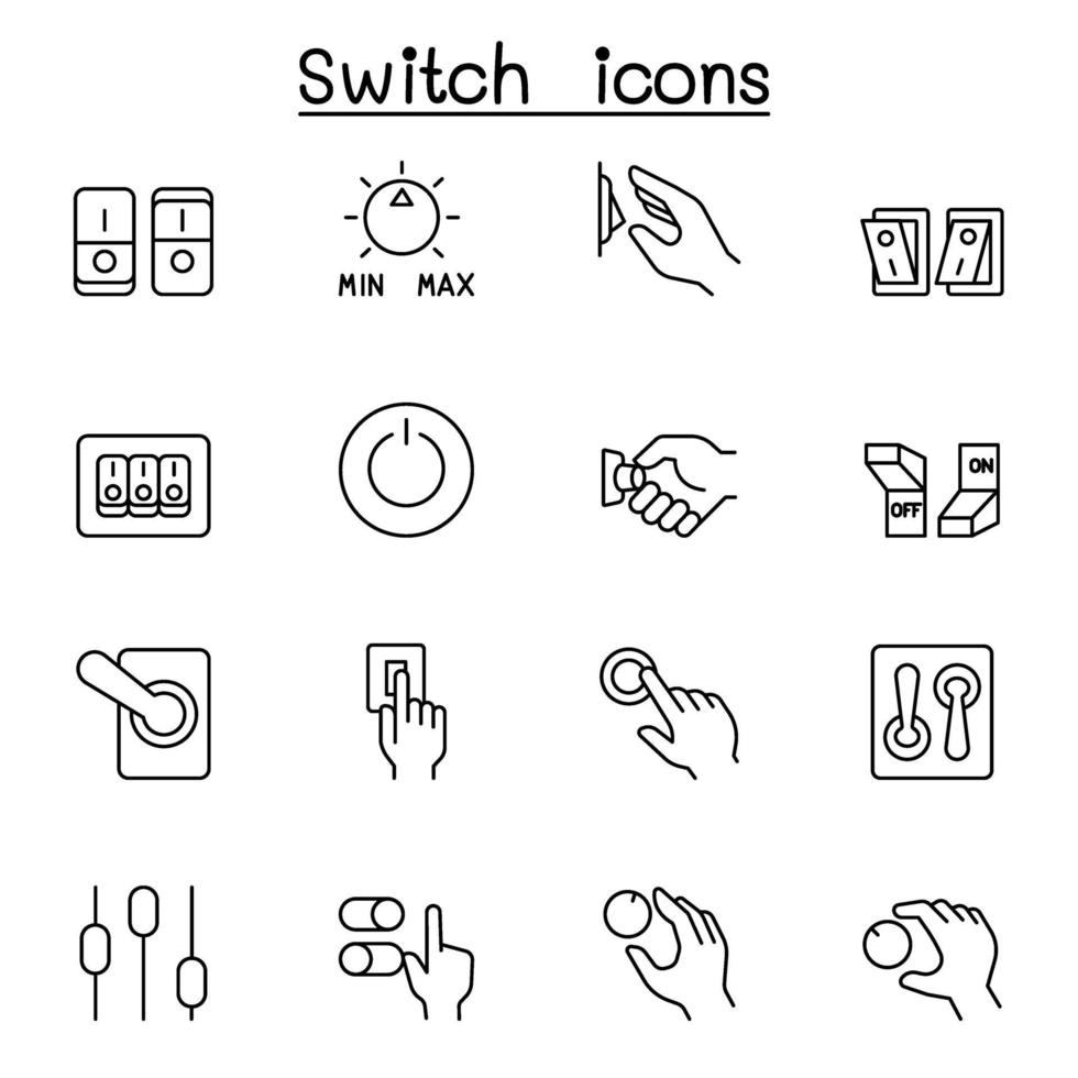 icônes de commutateur définies dans le style de ligne mince vecteur