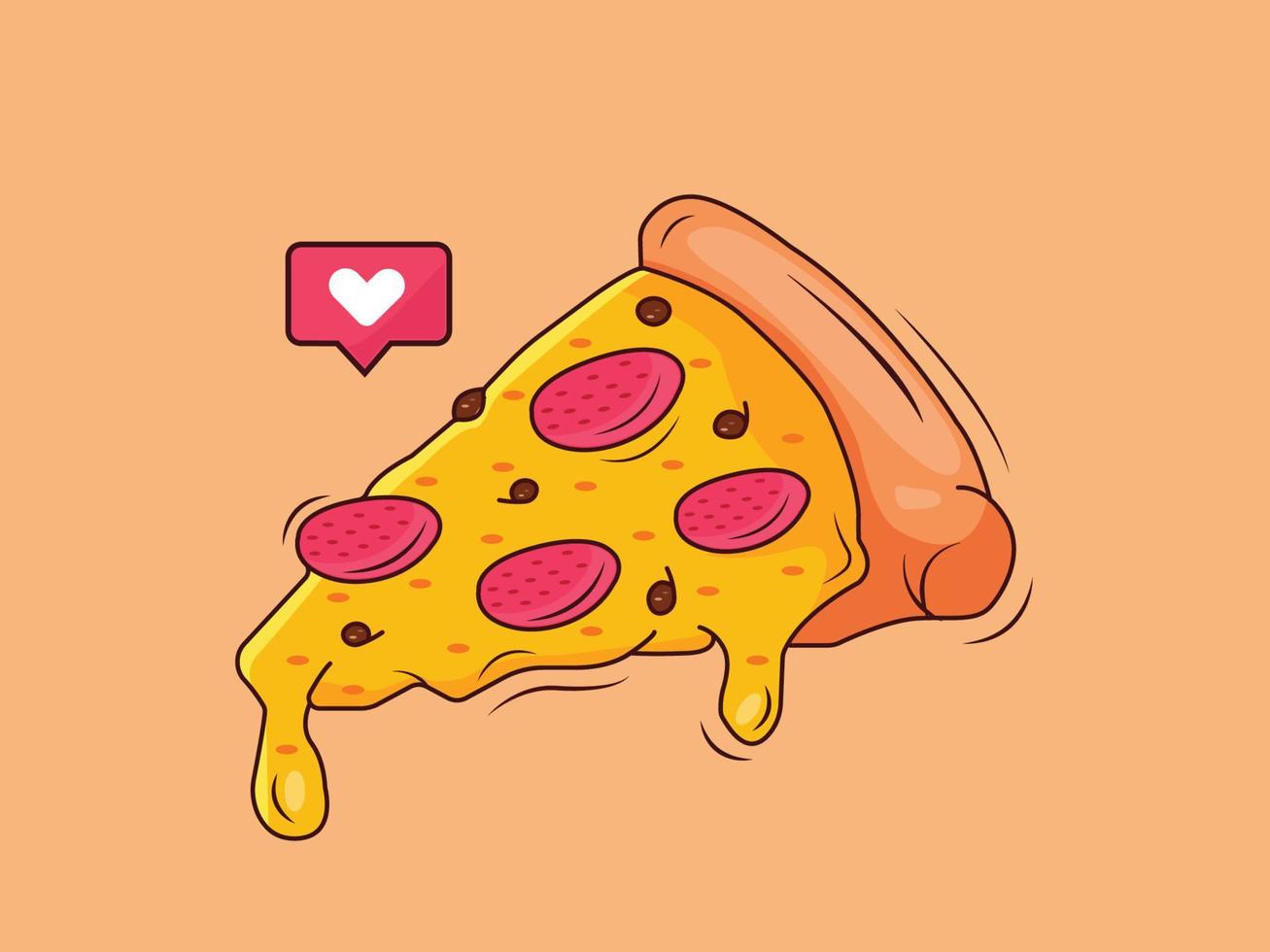 une tranche de Pizza avec une cœur sur il vecteur