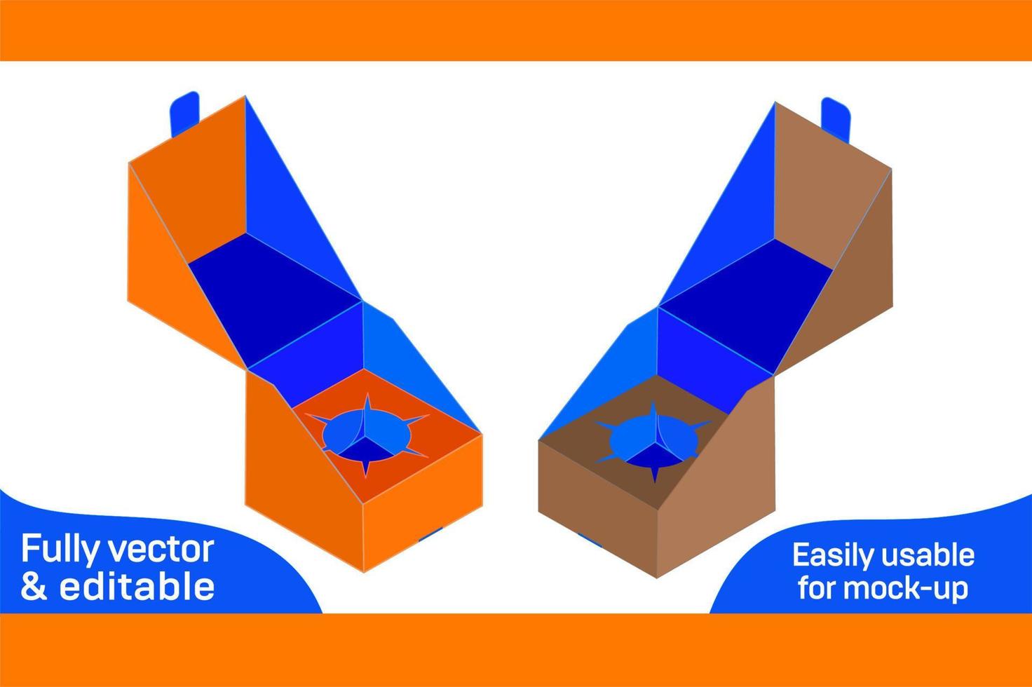 carré Taille auto bas fermer à clé boîte dieline modèle et 3d trndant boîte 3d boîte vecteur