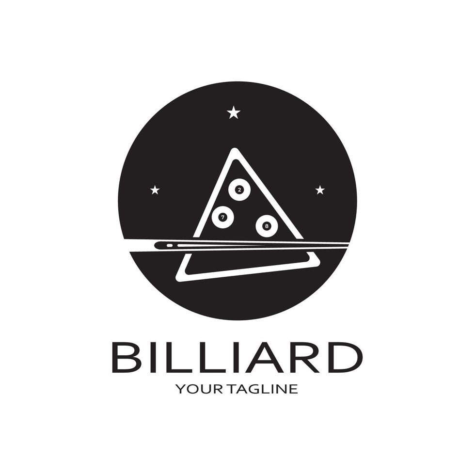 Facile billard logo modèle illustration avec billard des balles et bâtons, conception pour billard cabine, billard affaires, factures compétition, mobile billard jeu, application, badge, billard sport, vecteur