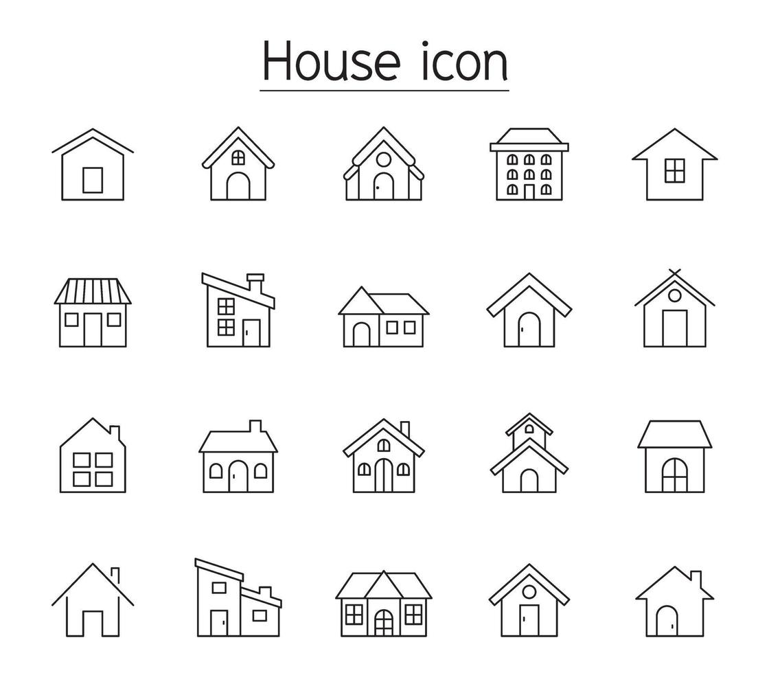 icône de la maison dans le style de ligne mince vecteur