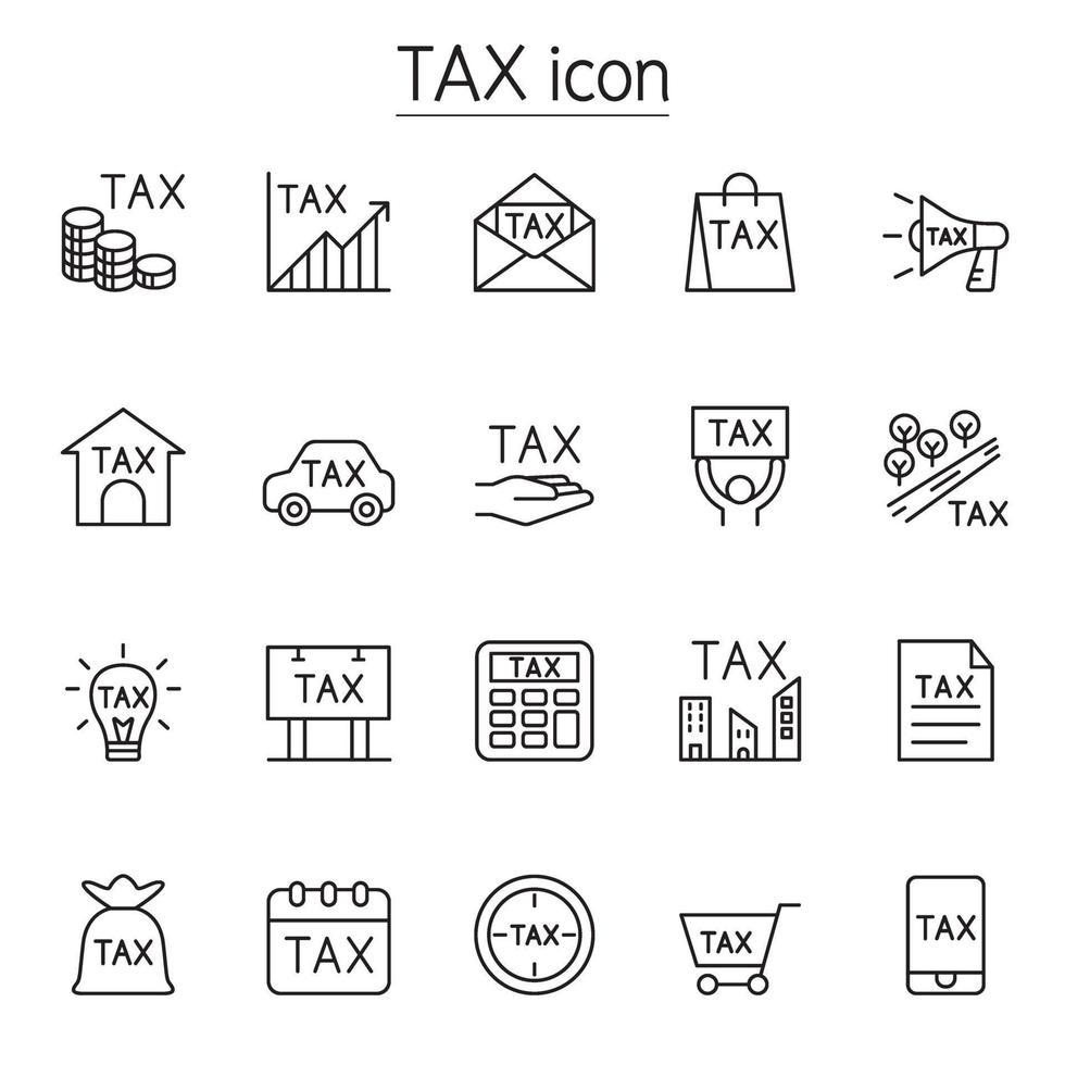 icône de taxe définie dans le style de ligne mince vecteur