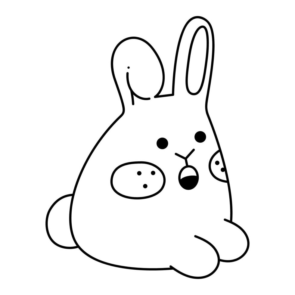 mignonne Pâques lapin avec ouvert bouche. griffonnage noir et blanc vecteur illustration.