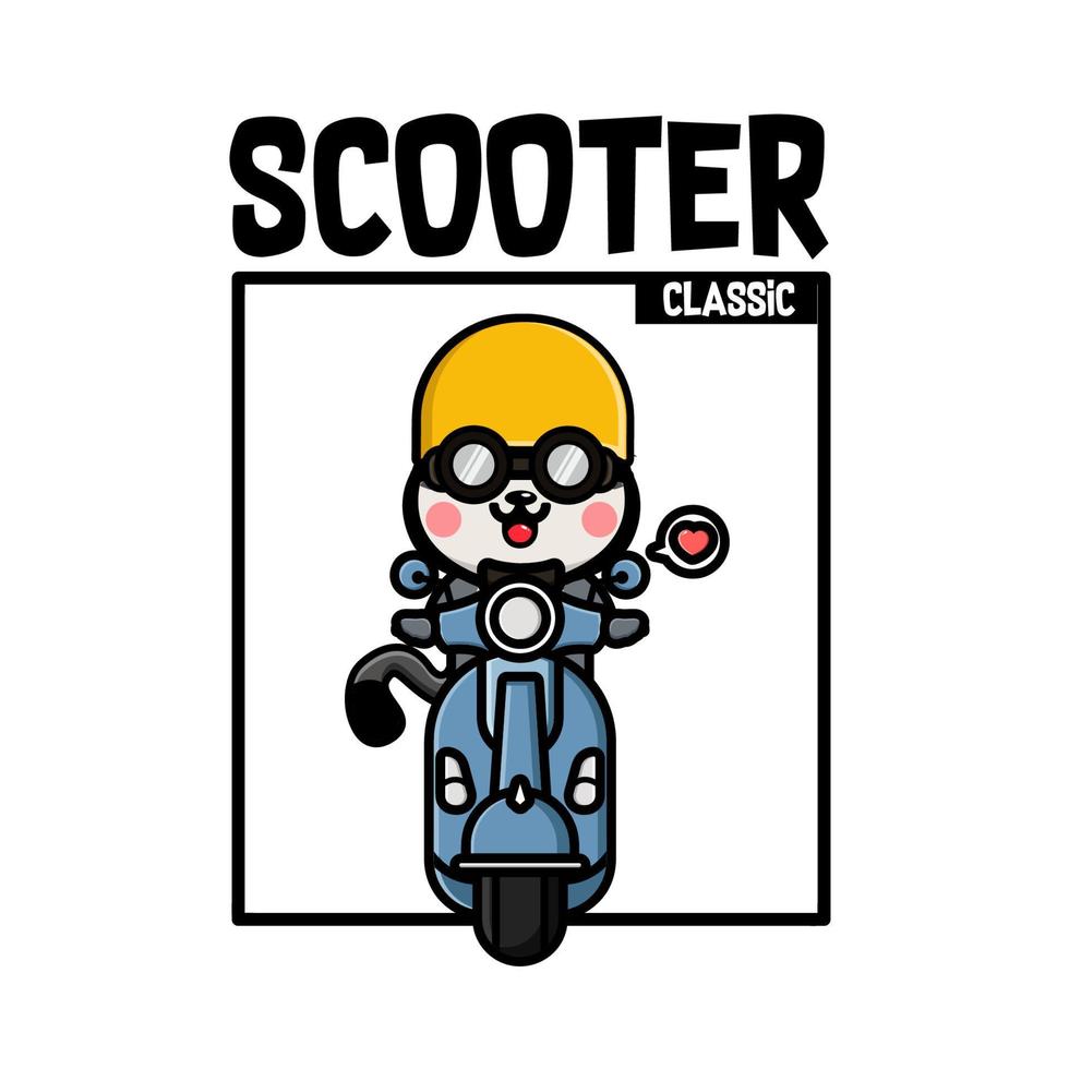 mignonne rauque équitation scooter dessin animé T-shirt conception vecteur