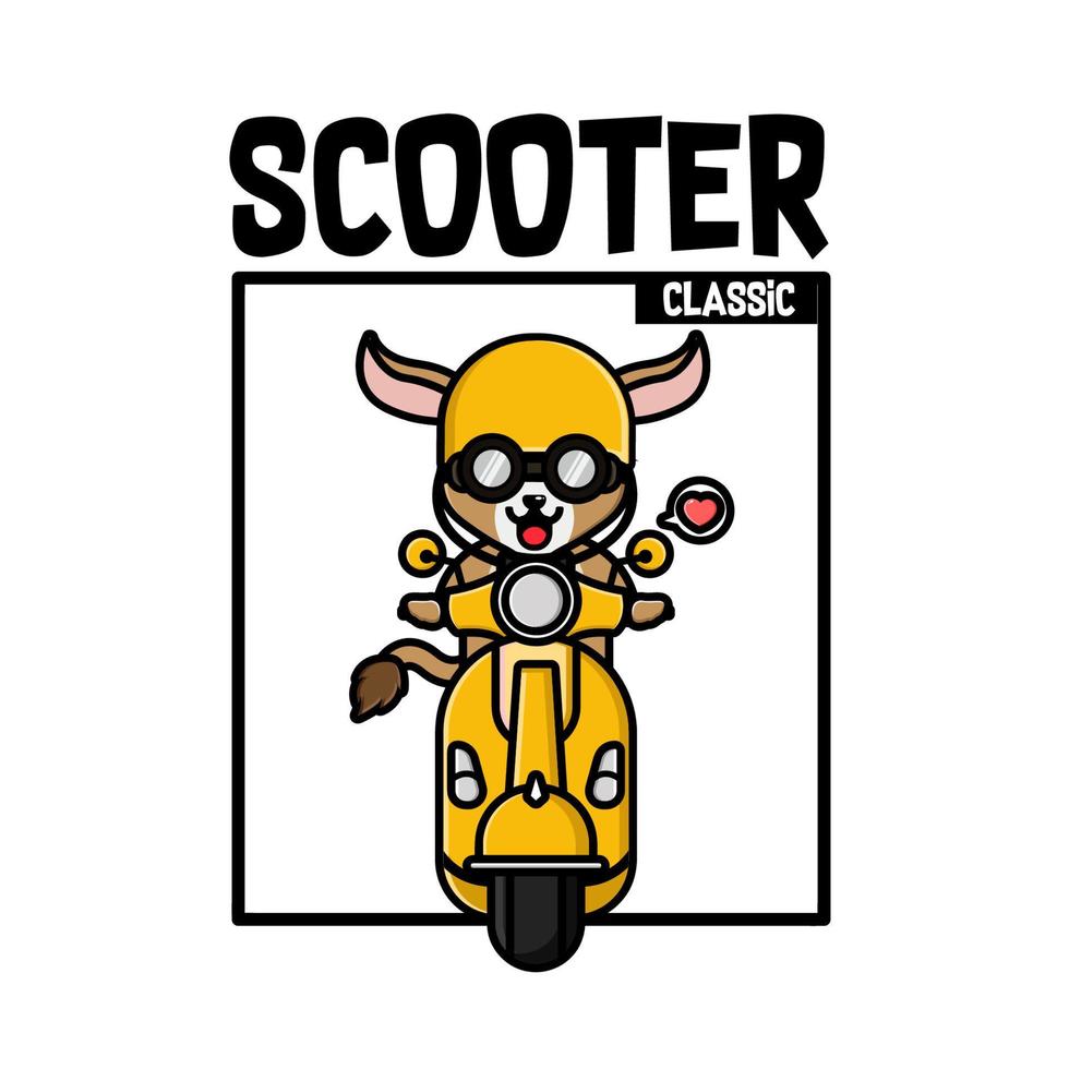 mignonne chèvre équitation scooter T-shirt conception vecteur