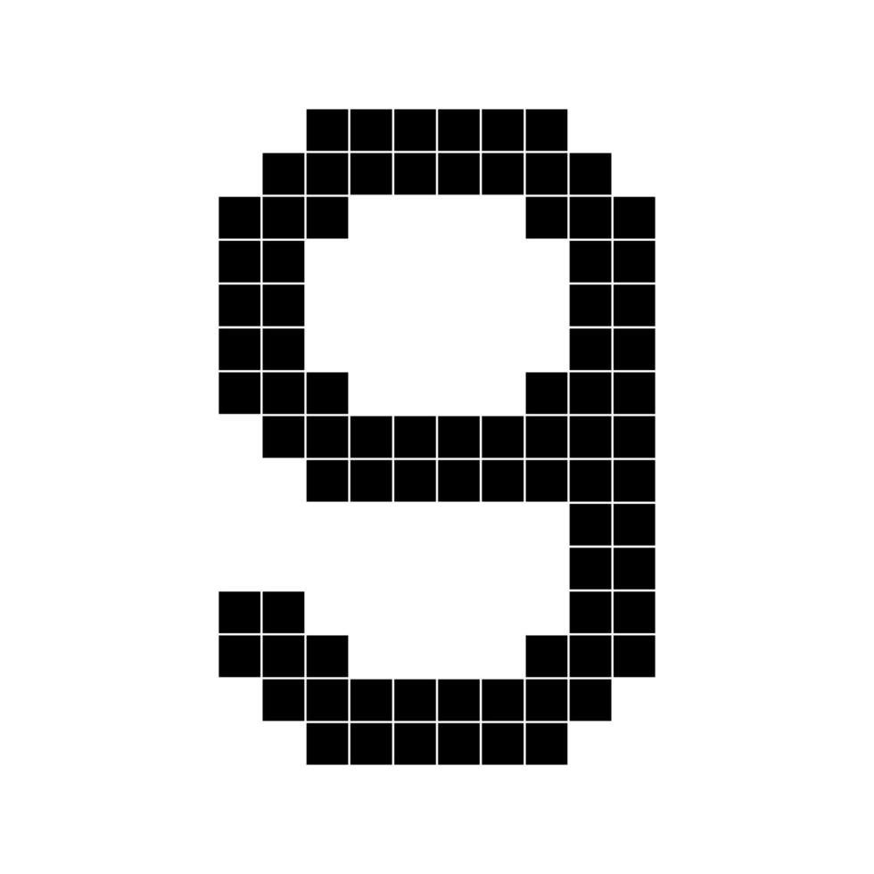 nombre 9 neuf 3d cube pixel forme Minecraft 8 bit vecteur