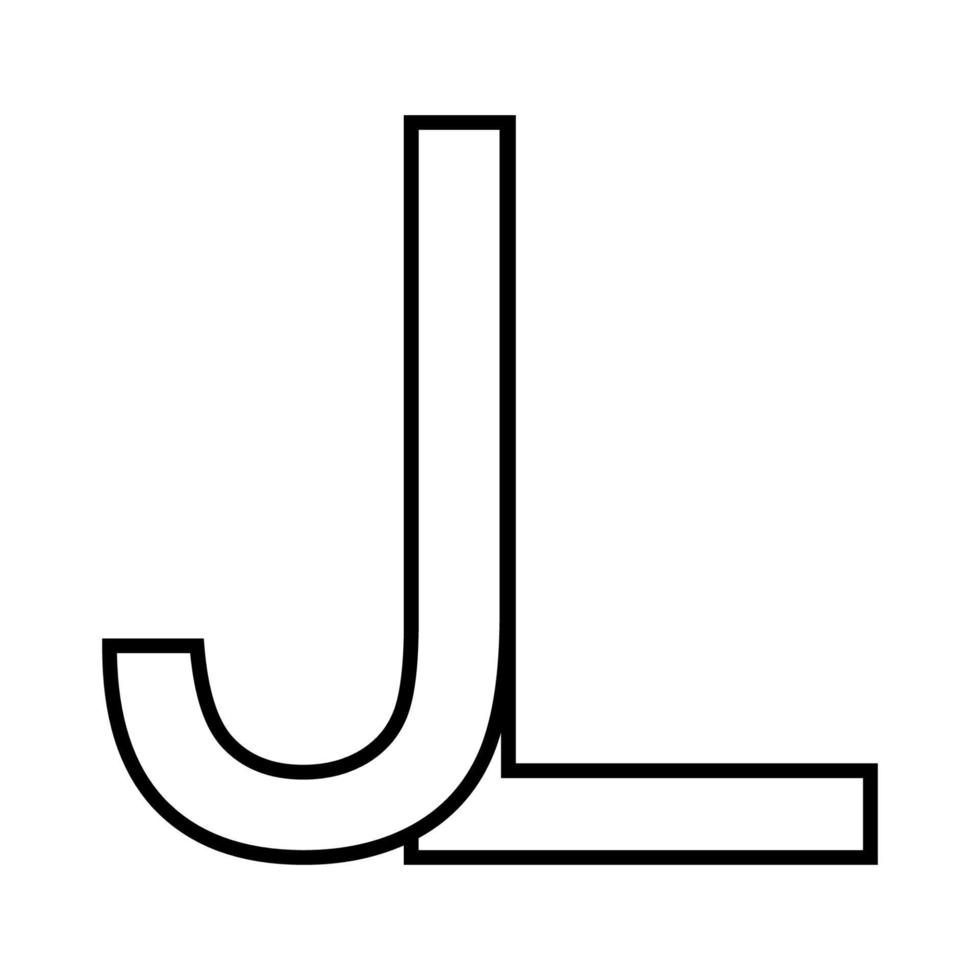 logo signe lj jl, icône double des lettres logotype j l vecteur