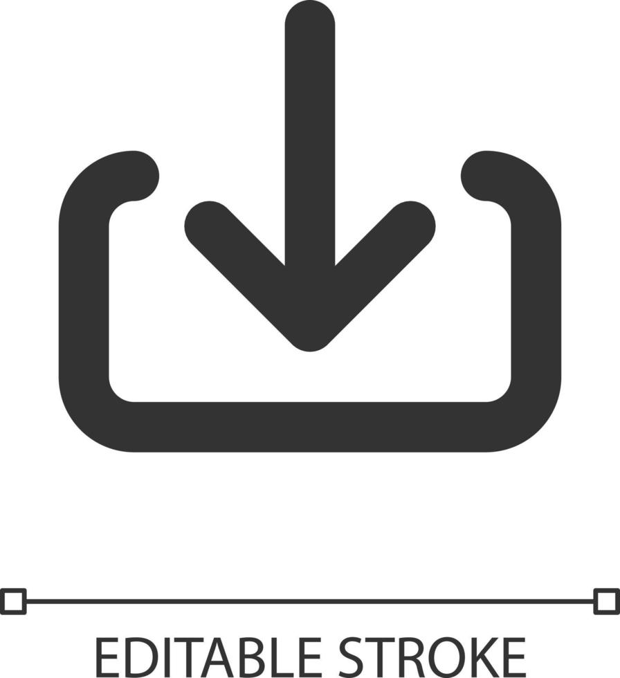 Télécharger fichier pixel parfait linéaire ui icône. Téléchargement processus. transfert Les données à stockage. interface graphique, ux conception. contour isolé utilisateur interface élément pour app et la toile. modifiable accident vasculaire cérébral vecteur