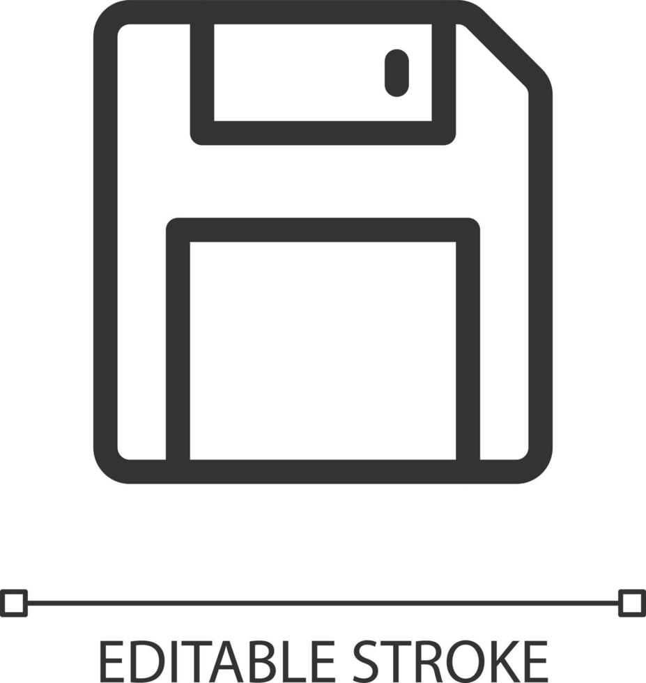 enregistrer pixel parfait linéaire ui icône. souple disque. numérique espace de rangement et mémoire. électronique appareil. interface graphique, ux conception. contour isolé utilisateur interface élément pour app et la toile. modifiable accident vasculaire cérébral vecteur