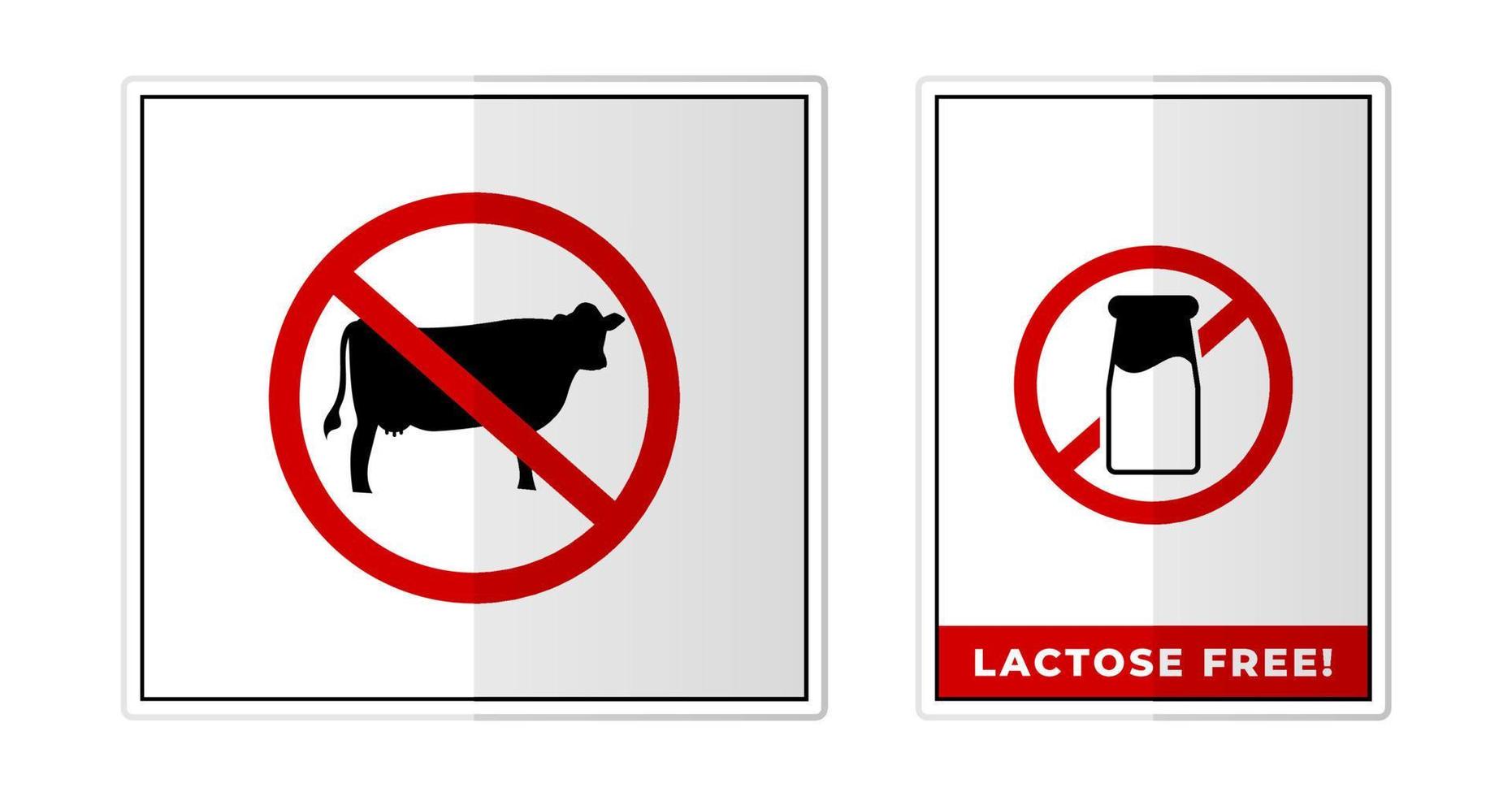 laitier ou lactose gratuit signe étiquette symbole icône vecteur illustration