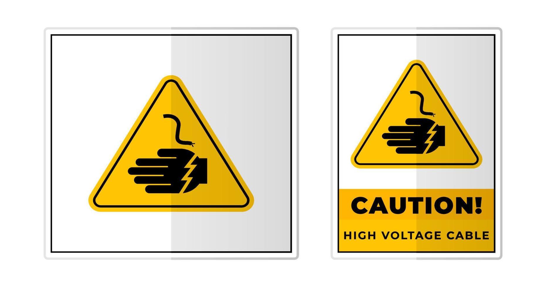 haute Tension câble avertissement signe étiquette symbole icône vecteur illustration