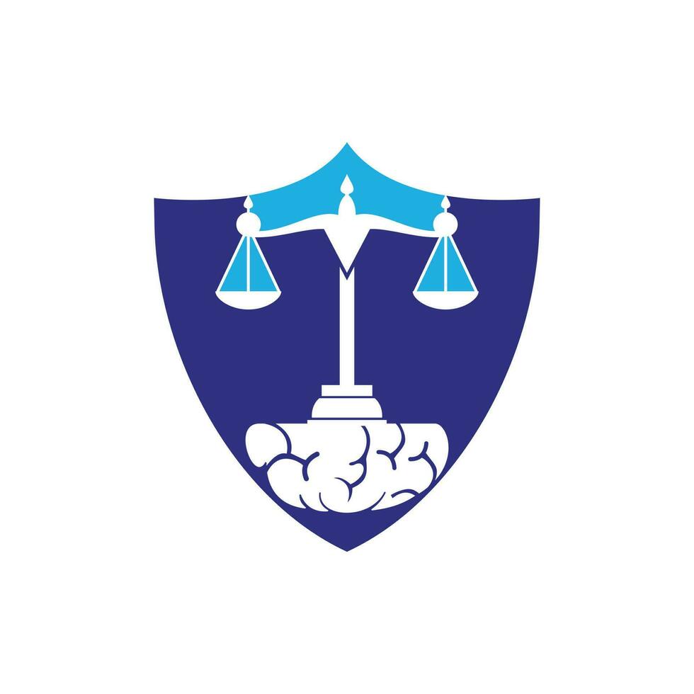 création de logo vectoriel de droit du cerveau. concept de logo de cabinet d'avocats intelligent.