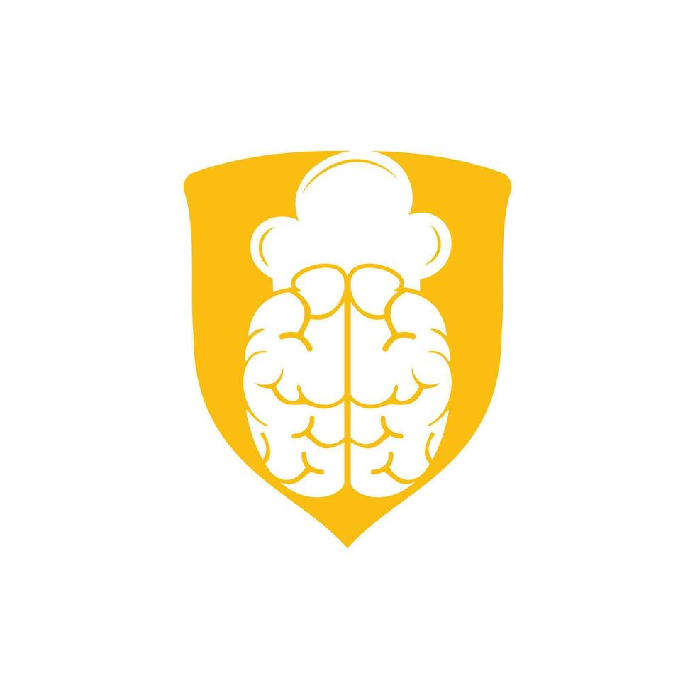 concept de conception de logo vectoriel chef intelligent. icône de cerveau et de chapeau de chef.