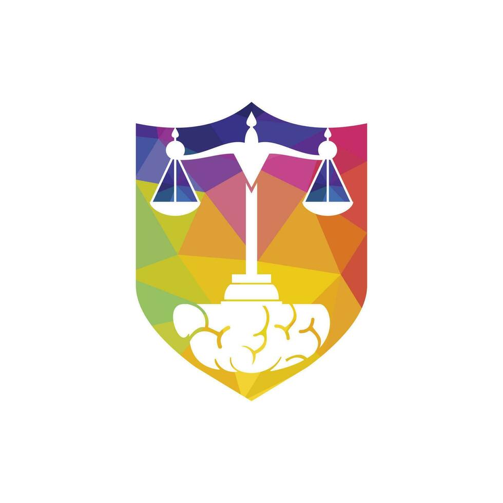 création de logo vectoriel de droit du cerveau. concept de logo de cabinet d'avocats intelligent.