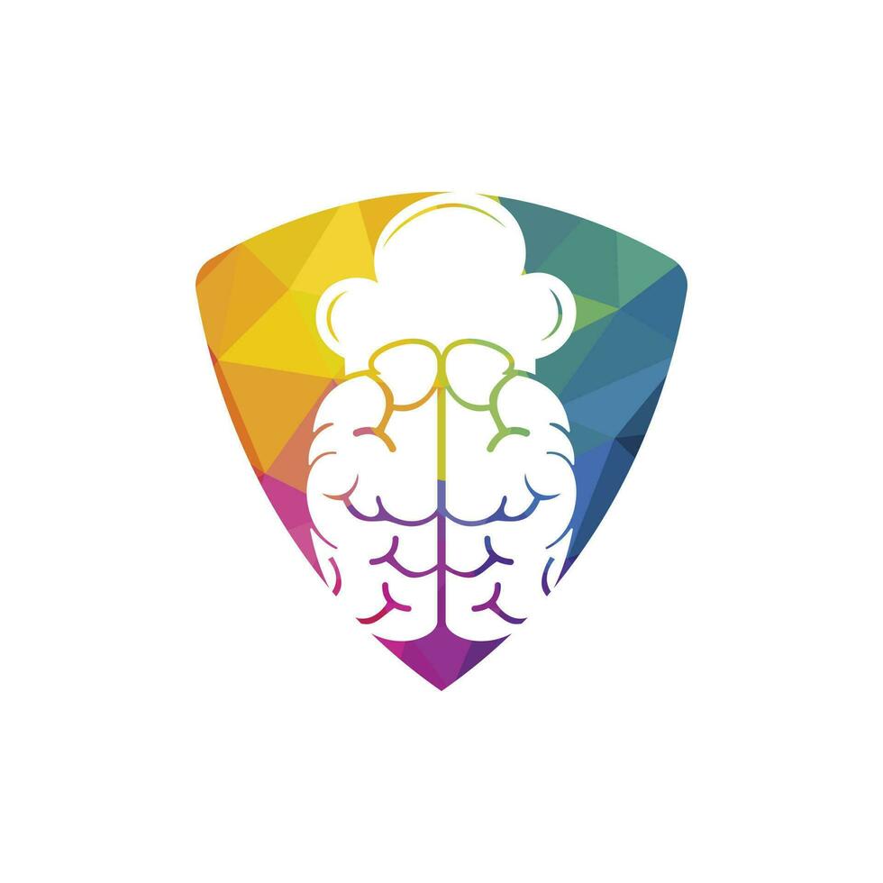 concept de conception de logo vectoriel chef intelligent. icône de cerveau et de chapeau de chef.