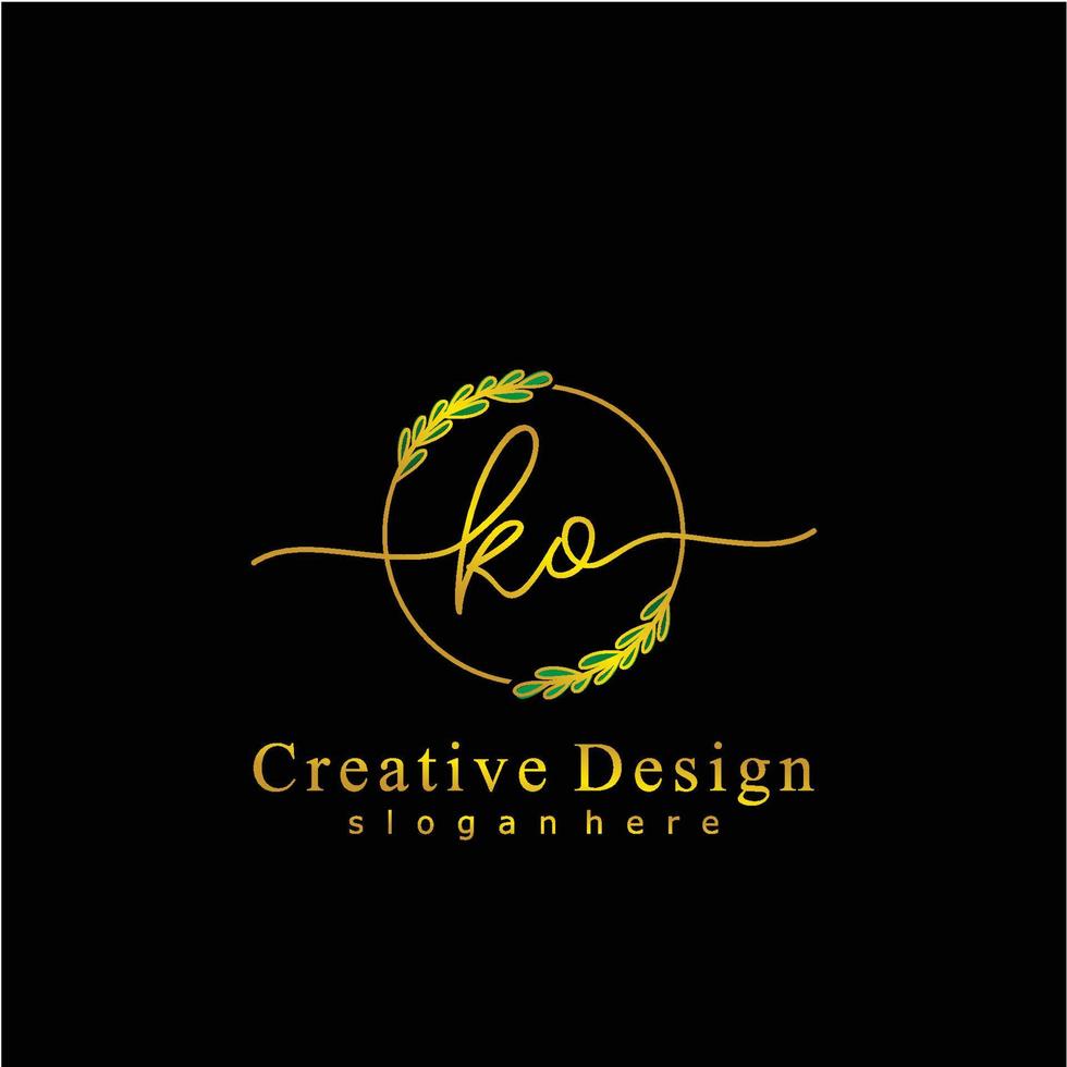 initiale ko beauté monogramme et élégant logo conception, écriture logo de initiale signature, mariage, mode, floral et botanique logo concept conception. vecteur