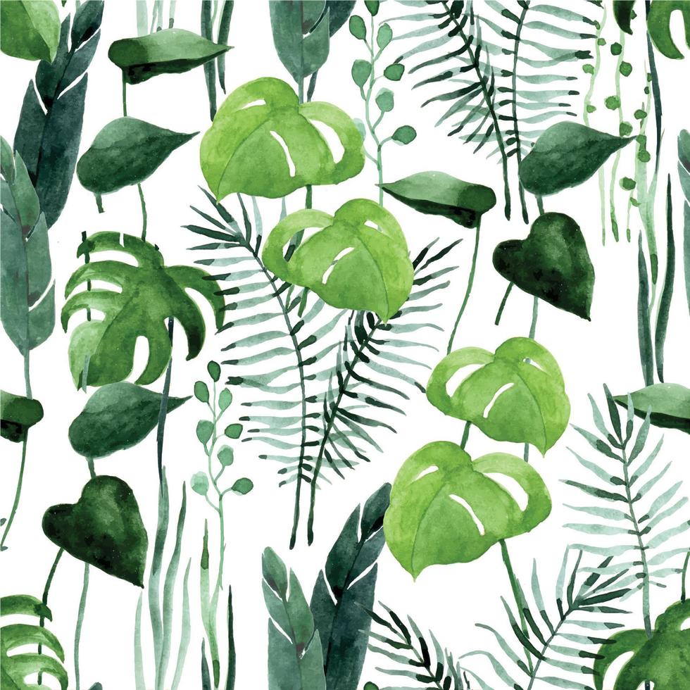 aquarelle sans couture modèle avec tropical feuilles. paume feuilles, monstère, jungle, forêt tropicale vecteur