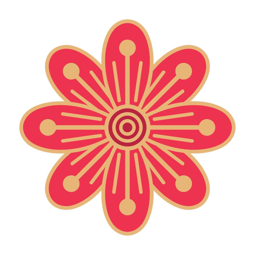fleur chinoise rouge vecteur