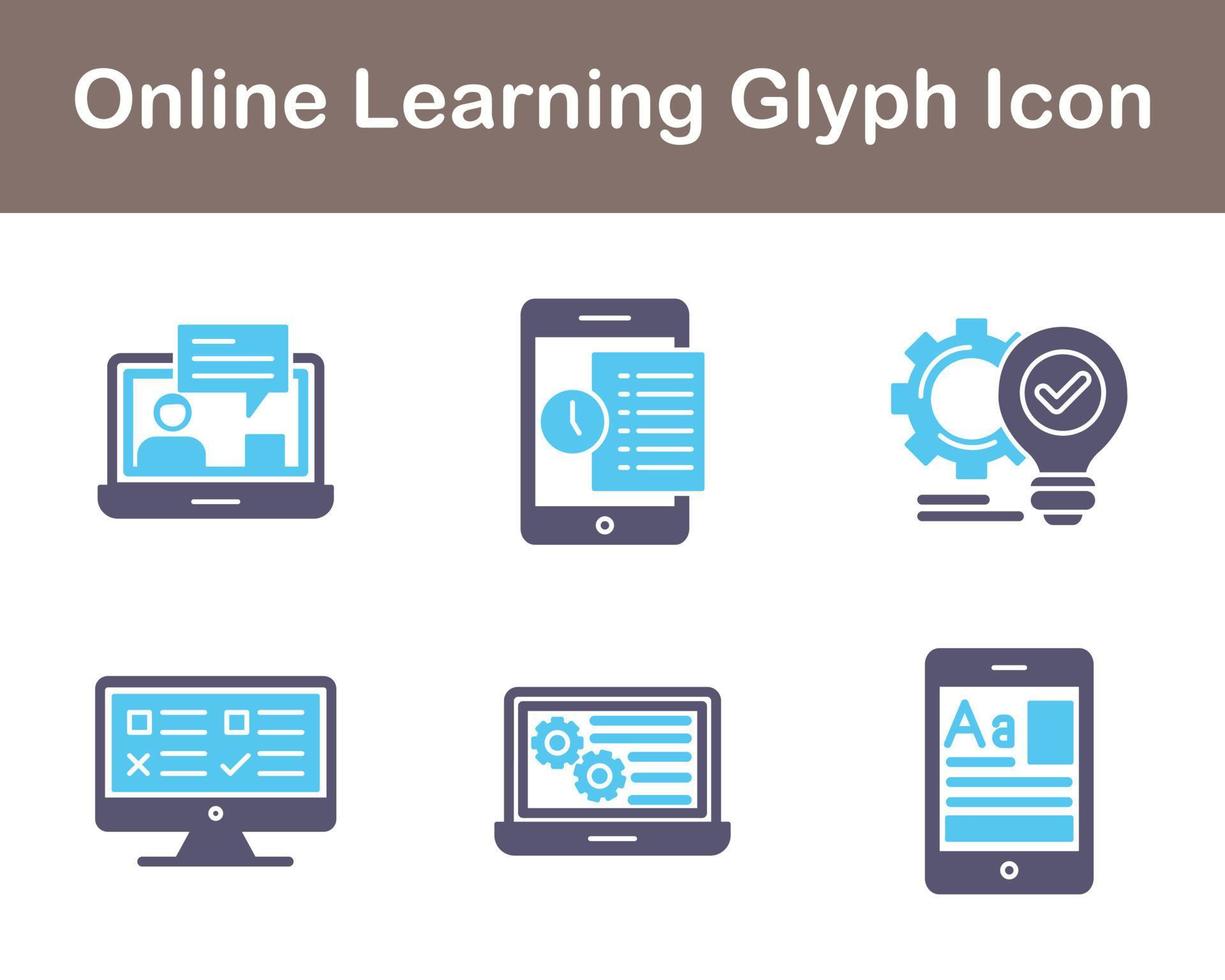 en ligne apprentissage vecteur icône ensemble