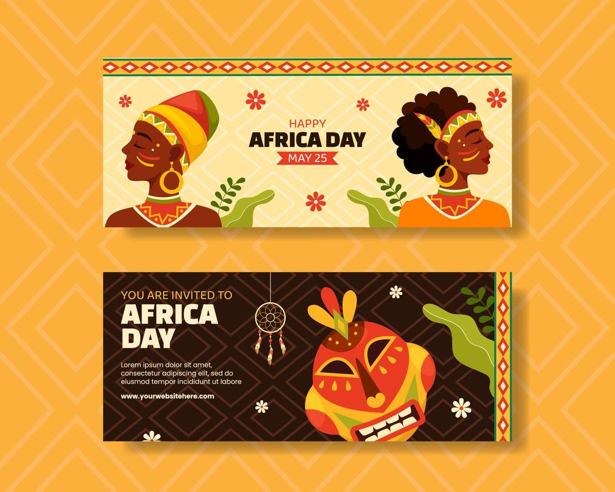 content Afrique journée horizontal bannière plat dessin animé main tiré modèles Contexte illustration vecteur