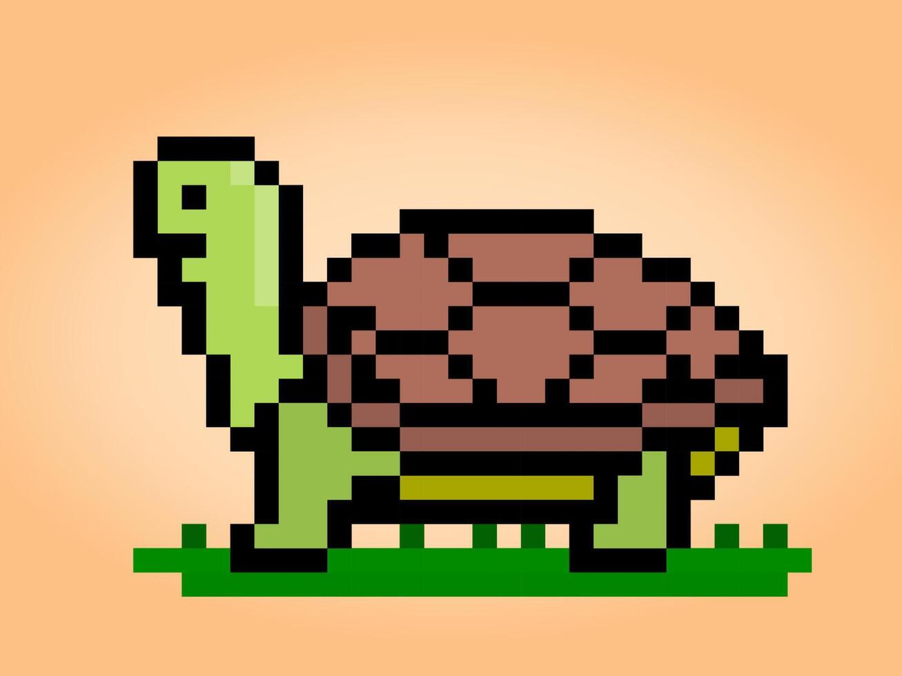 Tortue pixel 8 bits. pixels d'animaux en illustration vectorielle pour l'actif du jeu ou le motif de point de croix. vecteur