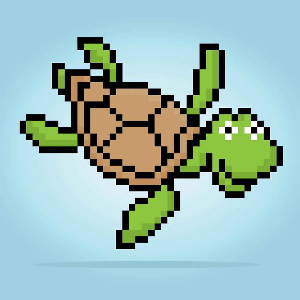 Tortue pixel 8 bits. pixels d'animaux en illustration vectorielle pour l'actif du jeu ou le motif de point de croix. vecteur