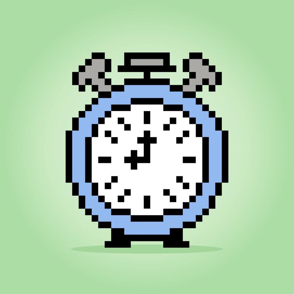 Alarme d'horloge pixel 8 bits pour les ressources de jeu et les motifs de point de croix dans les illustrations vectorielles. vecteur