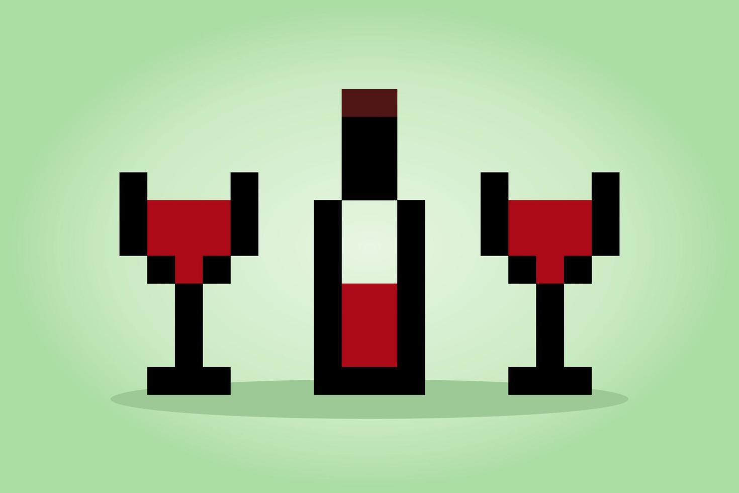 8 bit pixel de vin. buvez des pixels dans des illustrations vectorielles pour les éléments de jeu ou les motifs de point de croix vecteur