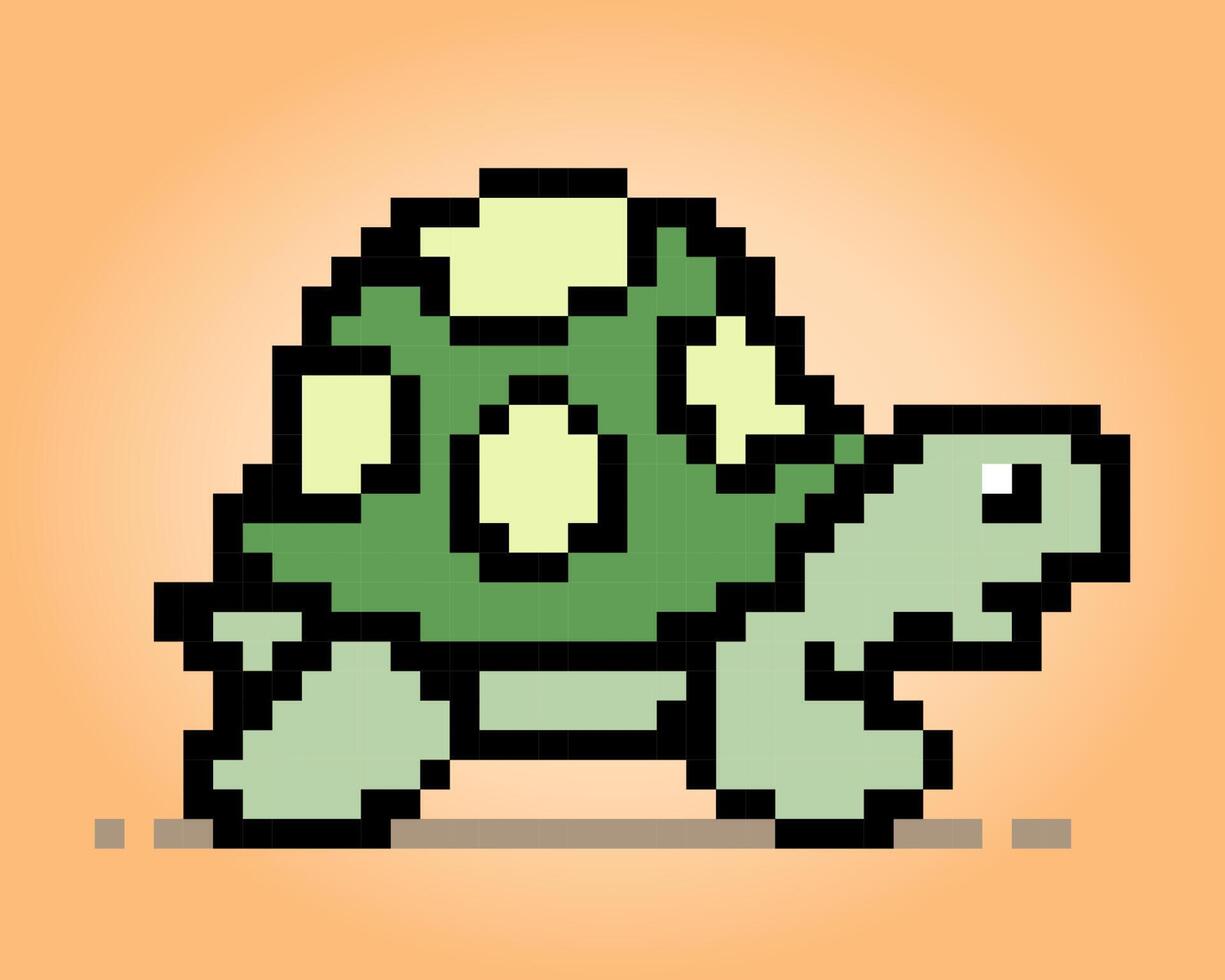 Tortue pixel 8 bits. pixels d'animaux en illustration vectorielle pour l'actif du jeu ou le motif de point de croix. vecteur