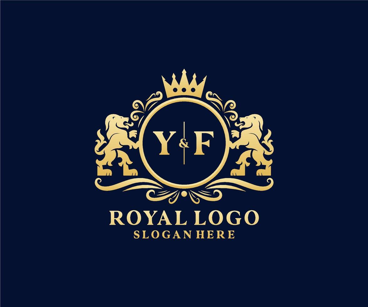 modèle initial de logo de luxe yf lettre lion royal en art vectoriel pour restaurant, royauté, boutique, café, hôtel, héraldique, bijoux, mode et autres illustrations vectorielles.