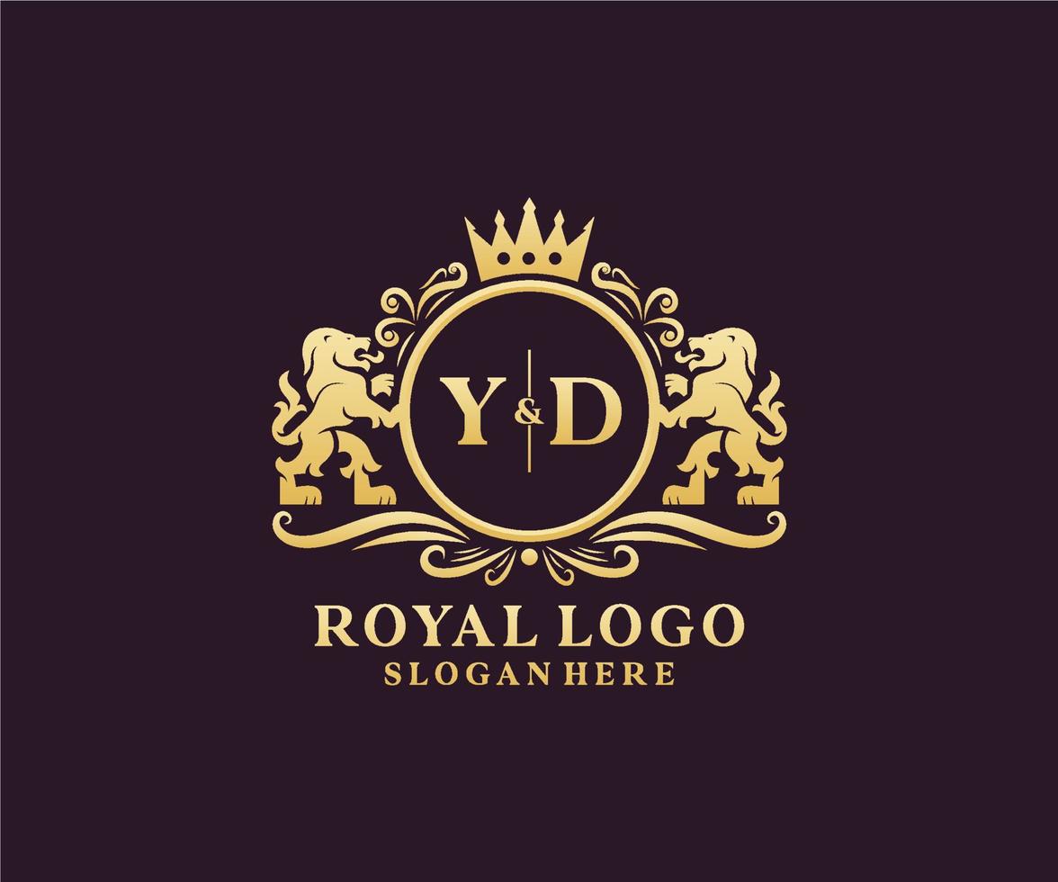 modèle initial de logo de luxe yd lettre lion royal en art vectoriel pour restaurant, royauté, boutique, café, hôtel, héraldique, bijoux, mode et autres illustrations vectorielles.