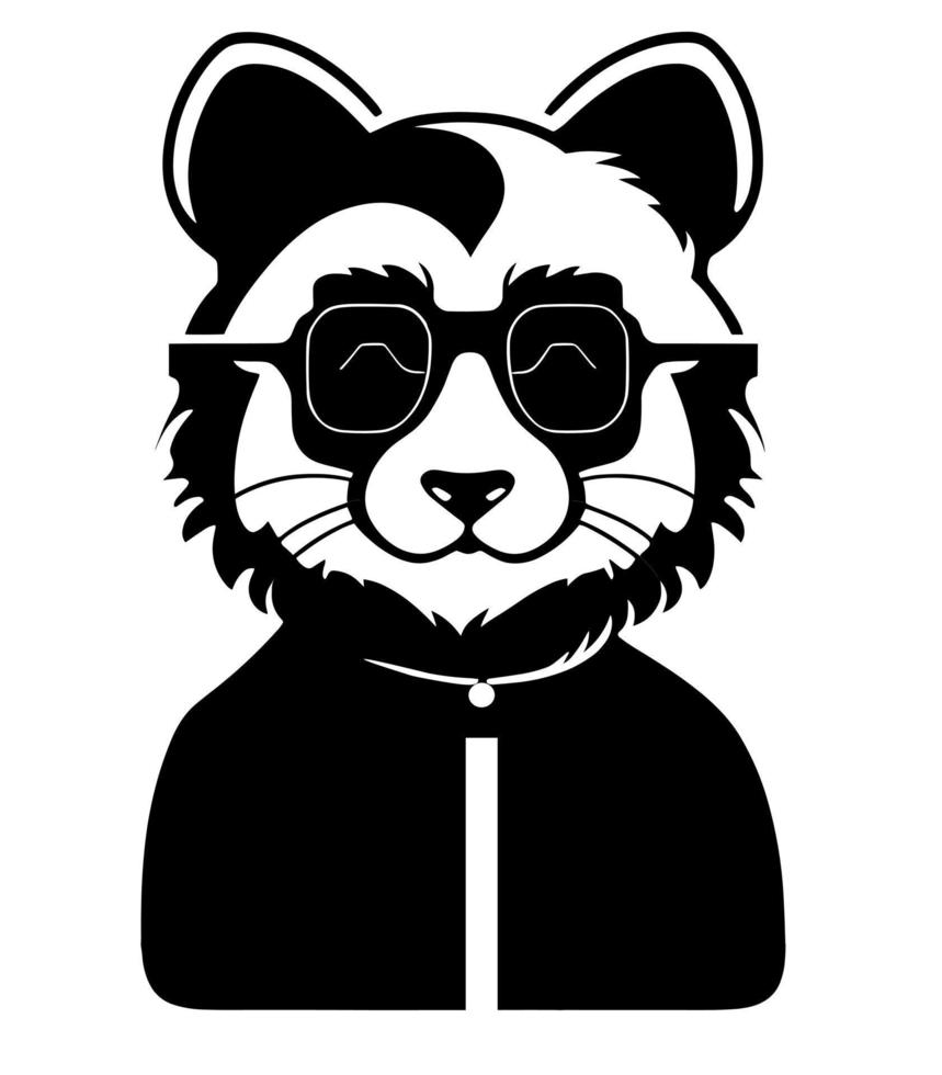 un anthropomorphe marrant chat Panda dans noir Glasse vecteur