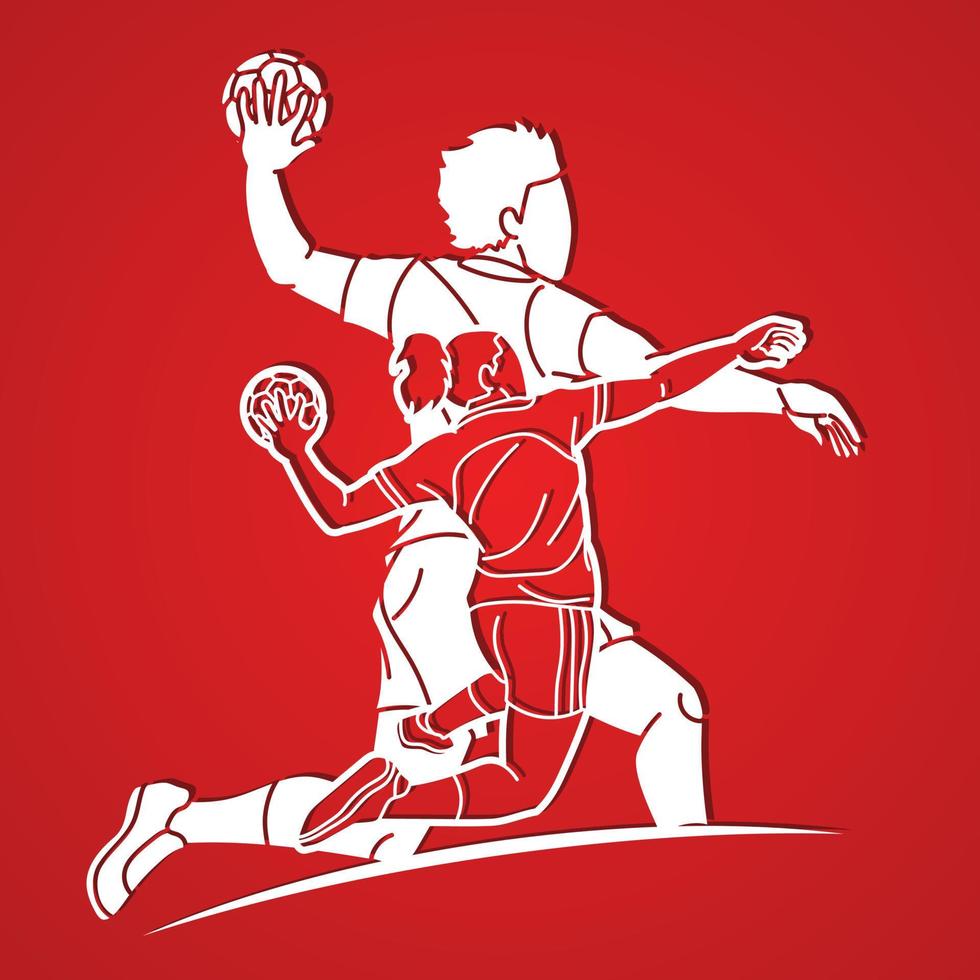 handball sport joueurs mélanger action dessin animé graphique vecteur